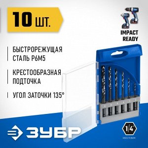 Набор сверл по металлу НЕХ-1/4" 6 шт