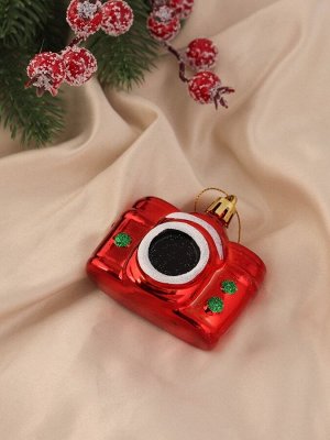 Ёлочные игрушки 2 шт. «Зимнее волшебство. Фотоаппарат» пластик, 6.5x6 см, красный