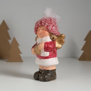 Фигурка керамика «Девочка-ангел в красном наряде, с сердечком», 7.5*5.5*17.5 см
