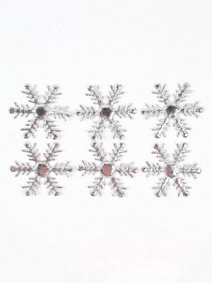 Новогодний набор для декора «Снежинки» цвет серебро, 6.5 см, набор 6 шт.