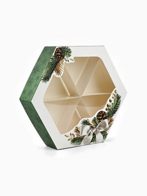 Коробка складная «С Новым годом!», еловые веточки, 20*23*4 см