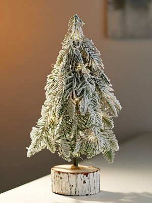 Фигура светодиодная «Заснеженная ель» 29 см, 20 LED, от батареек AG13*3, свечение тёплое белое