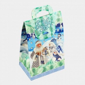 Подарочная коробка новогодняя Сумочка мини «Краски зимы» 14*10*22.3 см