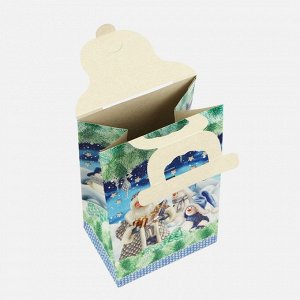 Подарочная коробка новогодняя Сумочка мини «Краски зимы» 14*10*22.3 см