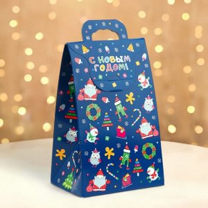 Подарочная коробка новогодняя Сумочка мини «Новогодний арт» 14*10*22.3 см