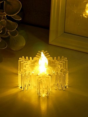 Светодиодная свеча LED RISALUX «Снежинка», ночник, 3*LR1130, прозрачный, 7*7*4.5 см