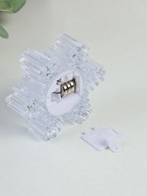 Светодиодная свеча LED RISALUX «Снежинка», ночник, 3*LR1130, прозрачный, 7*7*4.5 см