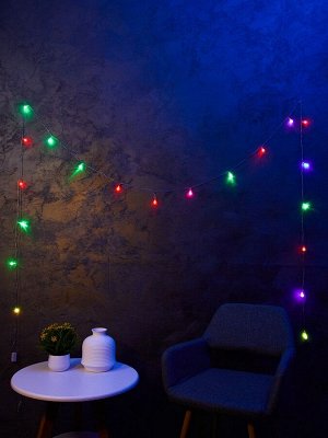 Гирлянда «Нить» 5 м с насадками «Мини фонарик», IP20, прозрачная нить, 20 LED, свечение мульти (RG/RB), мигание, 220 В