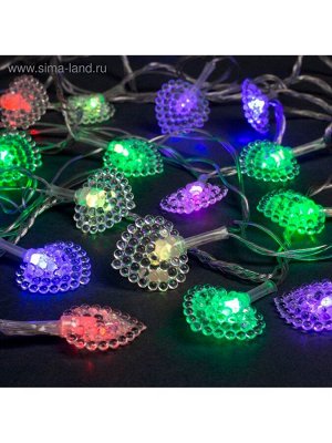 Гирлянда «Нить» 5 м с насадками «Сердце малое», IP20, прозрачная нить, 20 LED, свечение мульти (RG/RB), мигание, 220 В