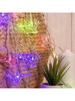 Гирлянда «Нить» 5 м с насадками «Олени», IP20, прозрачная нить, 20 LED, свечение мульти (RG/RB), мигание, 220 В