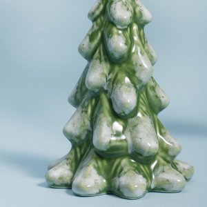 Фарфоровая статуэтка «Ёлка» 11,8 см — бело‑зелёный новогодний декор