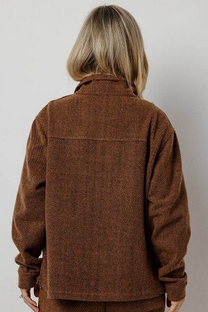 Жакет. Цвет: коричневый/ меланж