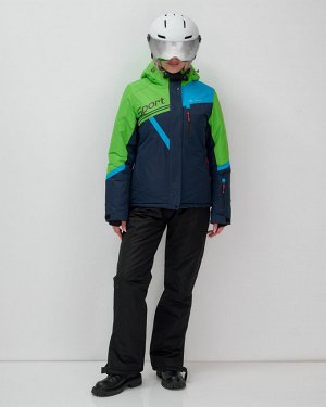 Горнолыжный костюм женский зимний зеленого цвета 02392Z