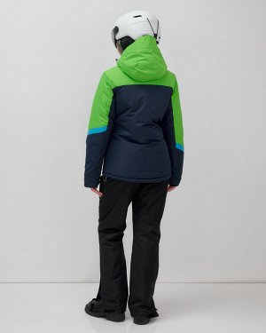 Горнолыжный костюм женский зимний зеленого цвета 02392Z