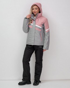 Горнолыжный костюм женский зимний серого цвета 02808Sr
