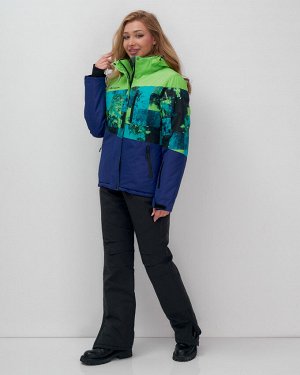 Горнолыжный костюм женский зимний зеленого цвета 0005Z