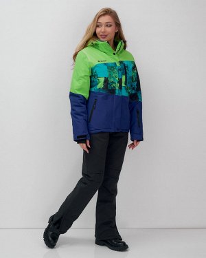 Горнолыжный костюм женский зимний зеленого цвета 0005Z