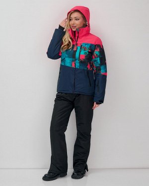 Горнолыжный костюм женский зимний розового цвета 02395R