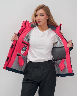 Горнолыжный костюм женский зимний розового цвета 02395R