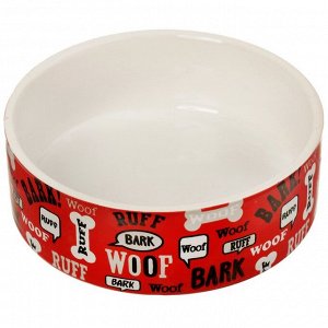 Миска для собак "Косточки и надписи", керамическая, 10,5 х 4 см, красная, 200 мл