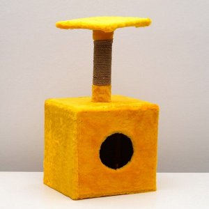 Домик с когтеточкой "Куб"30 х 30 х 62 см, с подставкой, микс цветов