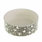 Миска керамическая &quot;Лапки&quot;, 11,5 х 4,5 см, серая