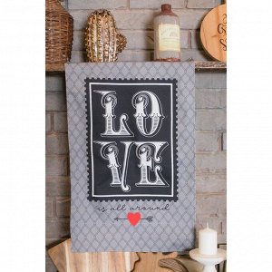 Полотенце «Этель» Love is all around, 40x67 см, 100% хлопок, саржа 190 г/м²