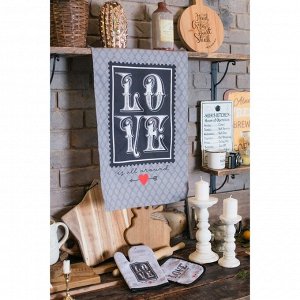 Полотенце «Этель» Love is all around, 40x67 см, 100% хлопок, саржа 190 г/м²