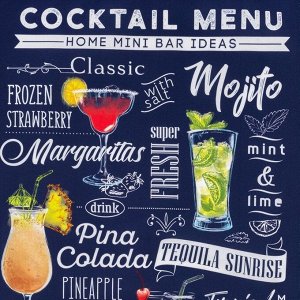 Полотенце "Этель" Cocktail menu 40х73 см, 100% хлопок, саржа 190 гр/м2