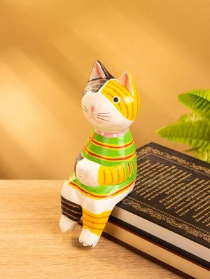 Сувенир «Кошка сидящая», 6x6x15 см, дерево, жёлтый