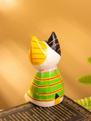 Сувенир «Кошка сидящая», 6x6x15 см, дерево, жёлтый