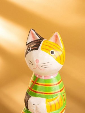 Сувенир «Кошка сидящая», 6x6x15 см, дерево, жёлтый