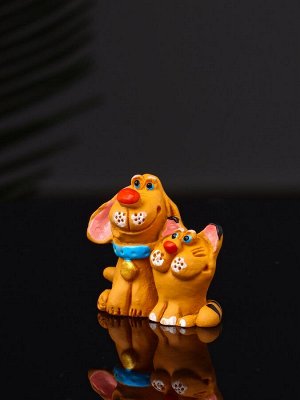 Фигурка полистоун «Котик с собачкой», 3.6x4.2x2.2 см
