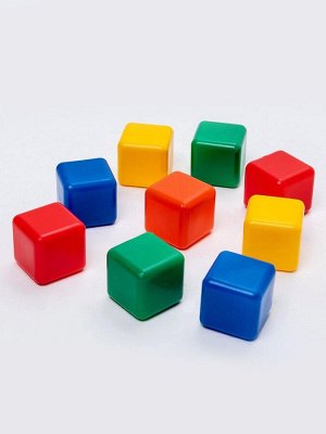 Кубики детские, пластиковые, цветные, 9 штук, 4x4 см