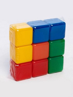 Кубики детские, пластиковые, цветные, 9 штук, 4x4 см