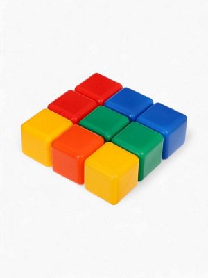 Кубики детские, пластиковые, цветные, 9 штук, 4x4 см