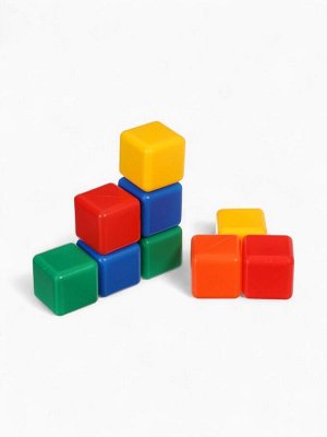 Кубики детские, пластиковые, цветные, 9 штук, 4x4 см