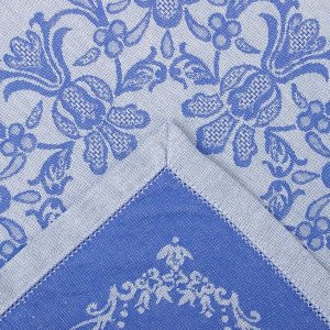 Столовый набор "Этель" (скатерть 150х300 см, салфетки 45х45 см - 12 шт.) цвет синий, хл. с ВМГО
