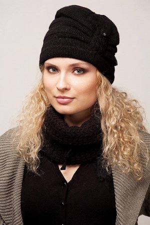 Supershapka Комплект женский шапка+шарф темно бежевый