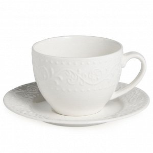Чайный набор из фарфора Fine China FLORAL с рельефным орнаментом, 290 мл