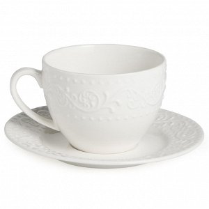 Чайный набор из фарфора Fine China FLORAL с рельефным орнаментом, 290 мл