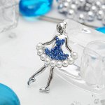Брошь &quot;Балеринка&quot;, цвет бело-сапфировый в серебре