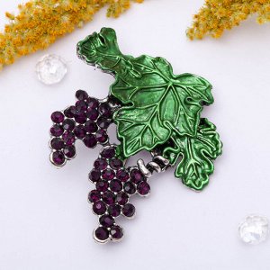 Брошь "Виноградная гроздь", цвет фиолетово-зеленый в черненом серебре