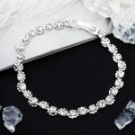 Браслет со стразами &quot;Лёд&quot; ручей, цвет белый в серебре, 18см