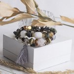 Браслет галтовка с крошкой &quot;Агат коричневый&quot;