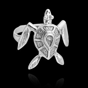 Кольцо "Морская черепаха", размер 17, цвет чернёное серебро