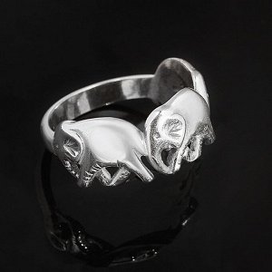Кольцо "Три слона", размер 18, цвет чернёное серебро