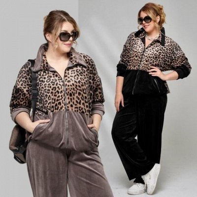 Леди Мари. Новинка. Велюровые костюмы за 4828р! Size+