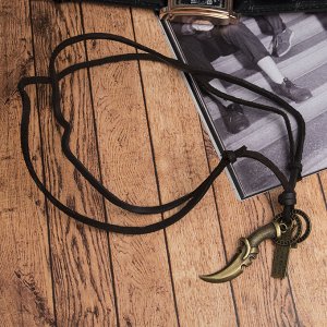 Мужской кулон "Резон" кинжал, цвет чернёное золото с медью на корич шнурке, 80 см