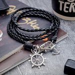 Браслет унисекс &quot;Гравитация&quot; якорь и штурвал, цвет чёрный, 77 см